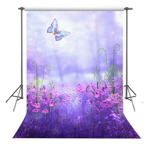 CSFOTO 5x5ft Background Hyacinth and Butterfly Photography Backdrop Beautiful Nature Scene Blooming Flowers Water Artistic Spring Holiday Vacation Child Adult Photo Studio Props Polyester Wallpaper 